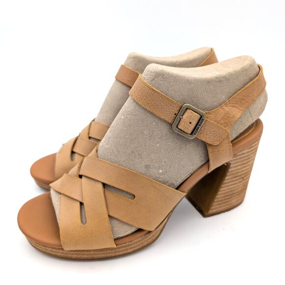 Kork-Ease Hutton Leather Platform Block Heel Slingback Sandals Size US10M EU41 - Picture 1 of 10